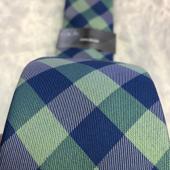 NWT 100% Silk Blue and Green Checkered Tie - Picture 5 of 5